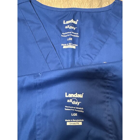 Landau All Day Unisex Scrub Set LGE DK Blue 65% Polyester 35% Cotton Mechanical - Picture 3 of 9